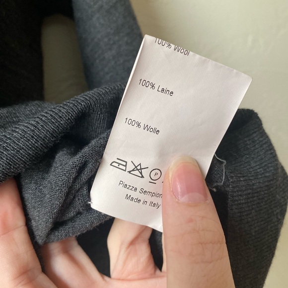 Piazza Sempione Charcoal Wool Cardigan w/ Black Knit Neckline IT 46 (US 12) - Picture 5 of 11